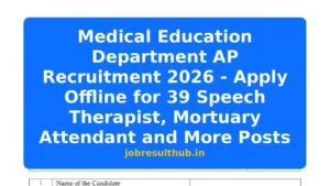 Medical Education Department AP Recruitment 2026 - Apply Offline for 39 Speech Therapist, Mortuary Attendant and More Posts - 2026 Posts