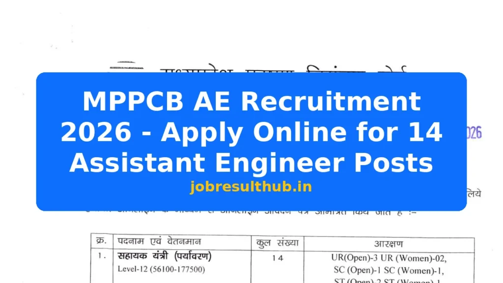 MPPCB AE Recruitment 2026 - Apply Online for 14 Assistant Engineer Posts - 2026 Posts