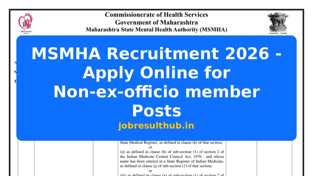 MSMHA Recruitment 2026 - Apply Online for Non-ex-officio member Posts - 2026 Posts