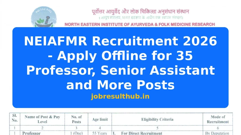NEIAFMR Recruitment 2026 - Apply Offline for 35 Professor, Senior Assistant and More Posts - 2026 Posts