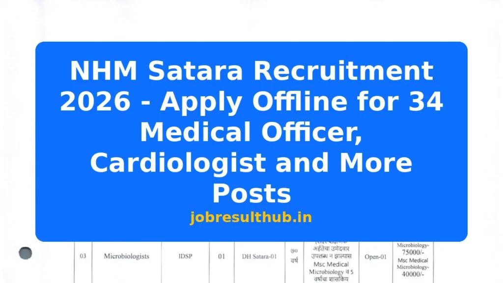 NHM Satara Recruitment 2026 - Apply Offline for 34 Medical Officer, Cardiologist and More Posts - 2026 Posts