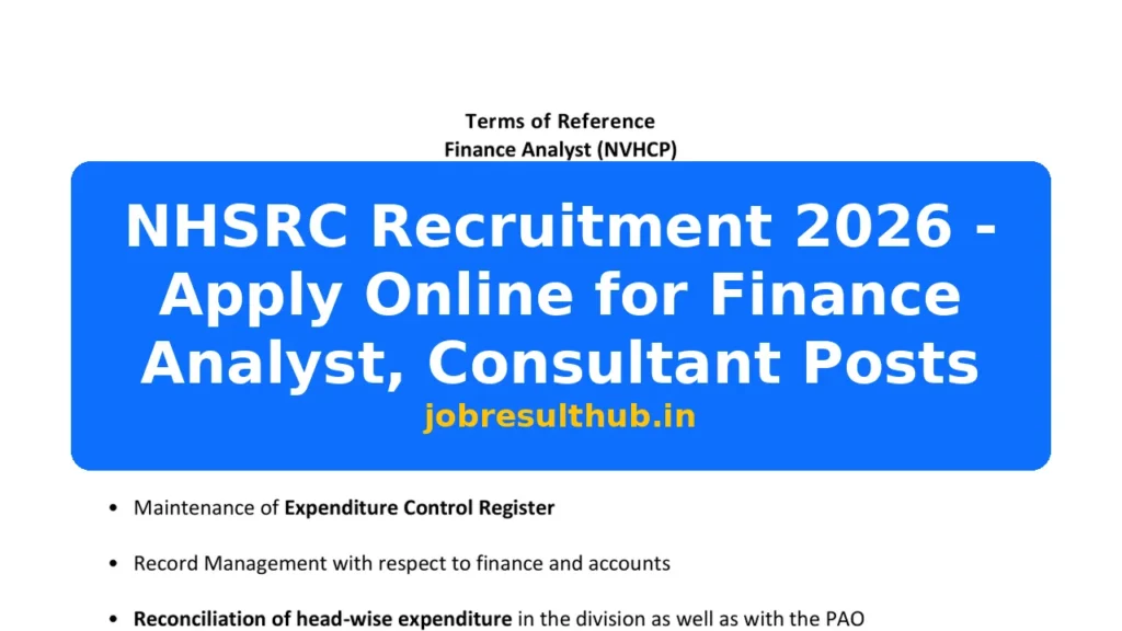 NHSRC Recruitment 2026 - Apply Online for Finance Analyst, Consultant Posts - 2026 Posts