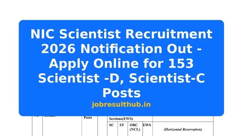 NIC Scientist Recruitment 2026 Notification Out - Apply Online for 153 Scientist -D, Scientist-C Posts - 2026 Posts