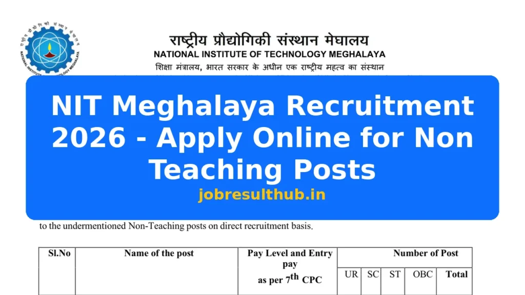 NIT Meghalaya Recruitment 2026 - Apply Online for Non Teaching Posts - 2026 Posts