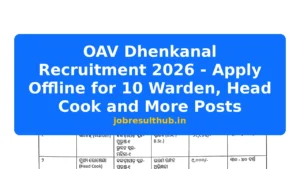 OAV Dhenkanal Recruitment 2026 - Apply Offline for 10 Warden, Head Cook and More Posts - 2026 Posts
