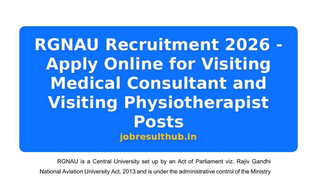 RGNAU Recruitment 2026 - Apply Online for Visiting Medical Consultant and Visiting Physiotherapist Posts - 2026 Posts