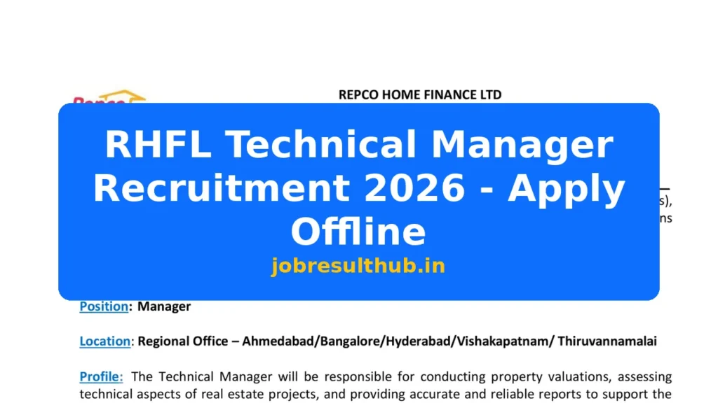RHFL Technical Manager Recruitment 2026 - Apply Offline - 2026 Posts