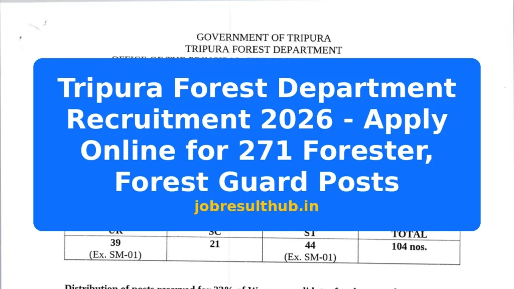Tripura Forest Department Recruitment 2026 - Apply Online for 271 Forester, Forest Guard Posts - 2026 Posts