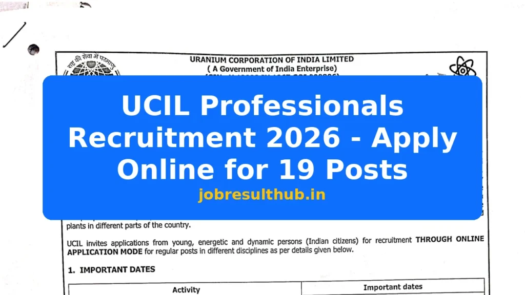 UCIL Professionals Recruitment 2026 - Apply Online for 19 Posts - 19 Posts