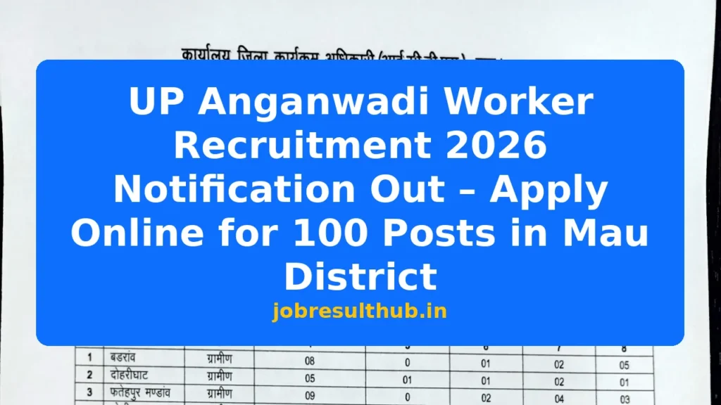 UP Anganwadi Worker Recruitment 2026 Notification Out – Apply Online for 100 Posts in Mau District - 2026 Posts