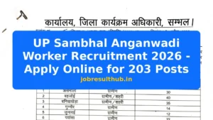 UP Sambhal Anganwadi Worker Recruitment 2026 - Apply Online for 203 Posts - 2026 Posts