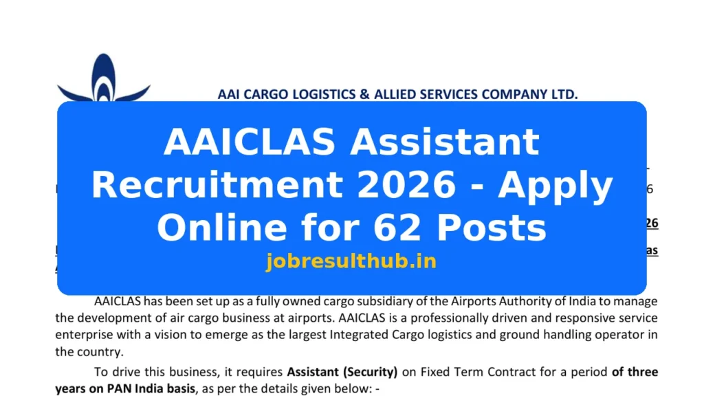 AAICLAS Assistant Recruitment 2026 - Apply Online for 62 Posts - 2026 Posts