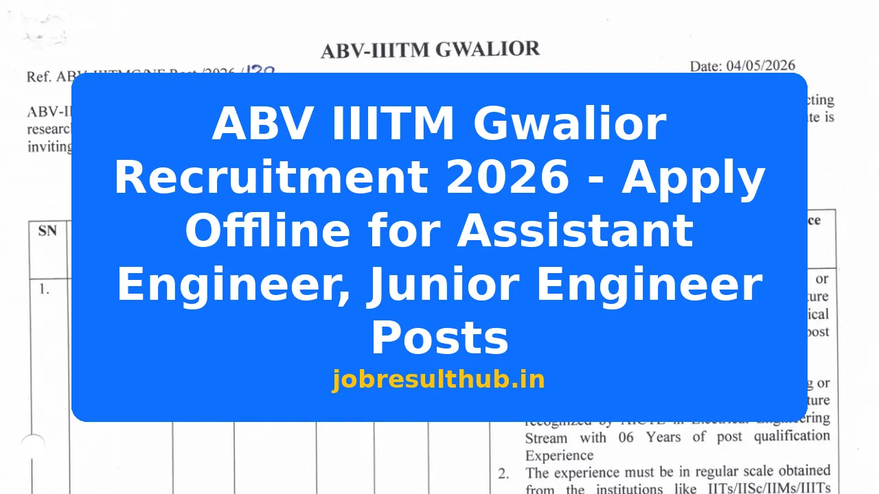 ABV IIITM Gwalior Recruitment 2026 - Apply Offline for Assistant ...
