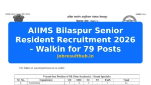AIIMS Bilaspur Senior Resident Recruitment 2026 - Walkin for 79 Posts - 2026 Posts