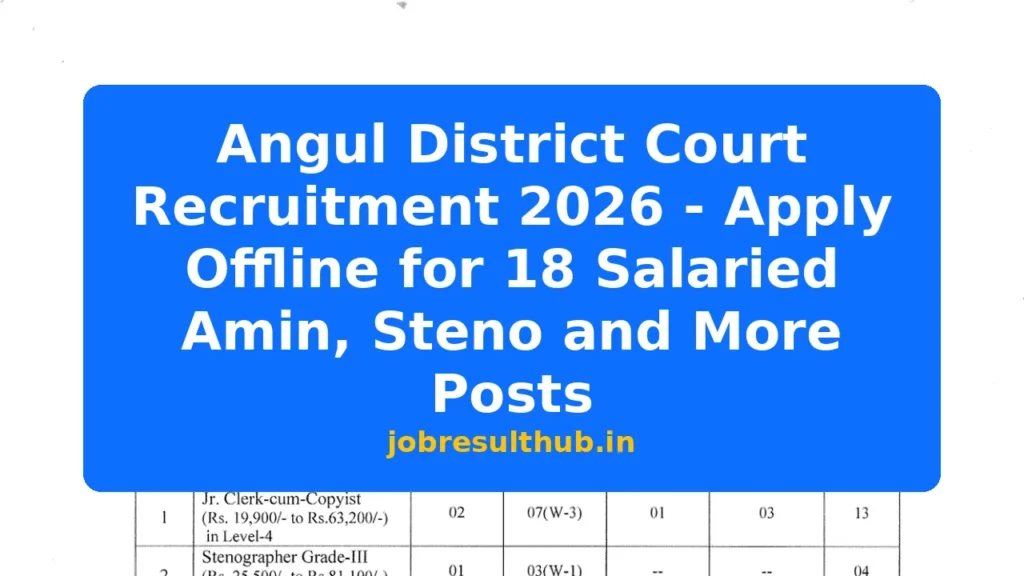 Angul District Court Recruitment 2026 - Apply Offline for 18 Salaried Amin, Steno and More Posts - 2026 Posts