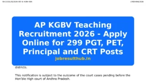 AP KGBV Teaching Recruitment 2026 - Apply Online for 299 PGT, PET, Principal and CRT Posts - 299 Posts