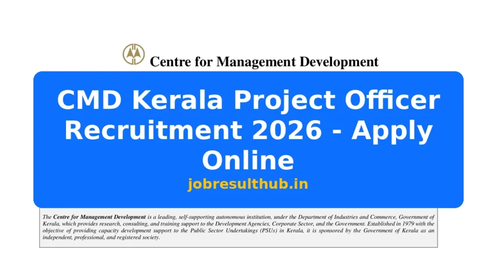 CMD Kerala Project Officer Recruitment 2026 - Apply Online - 2026 Posts