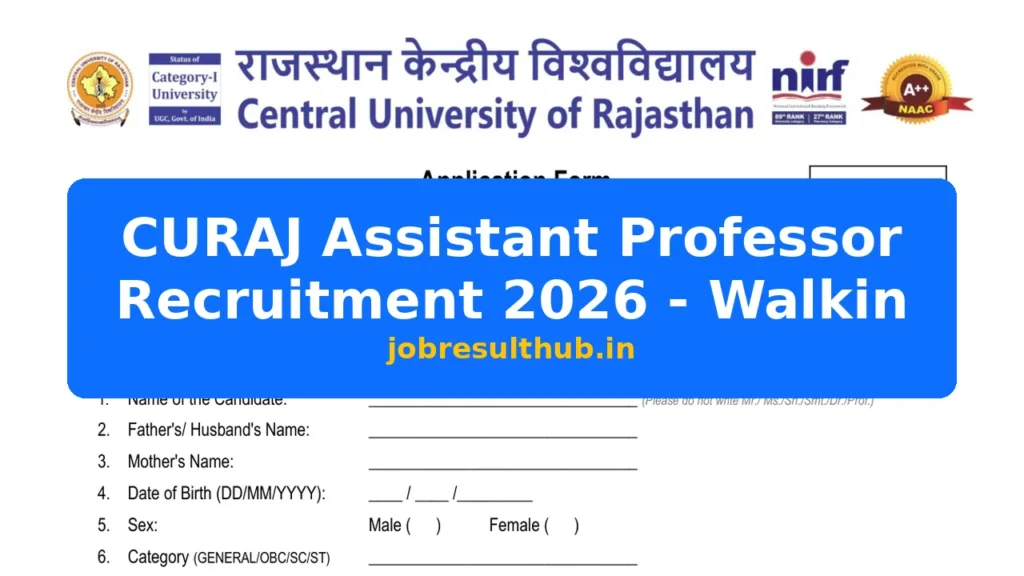 CURAJ Assistant Professor Recruitment 2026 - Walkin - 2026 Posts