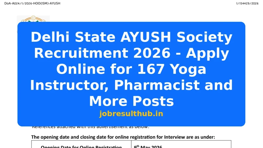 Delhi State AYUSH Society Recruitment 2026 - Apply Online for 167 Yoga Instructor, Pharmacist and More Posts - 2026 Posts