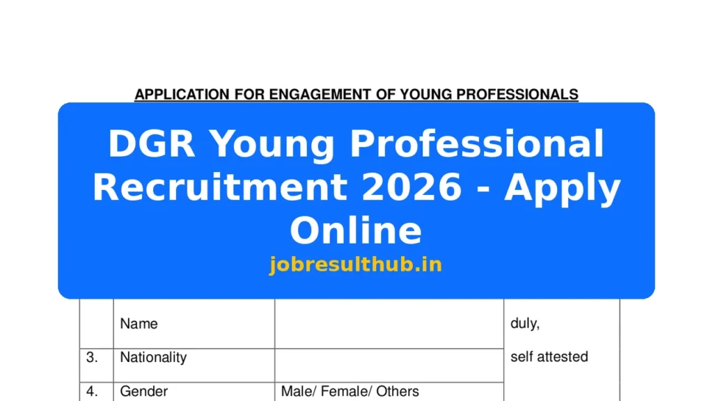 DGR Young Professional Recruitment 2026 - Apply Online - 2026 Posts