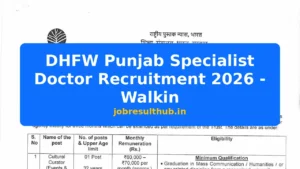 DHFW Punjab Specialist Doctor Recruitment 2026 - Walkin - 2026 Posts