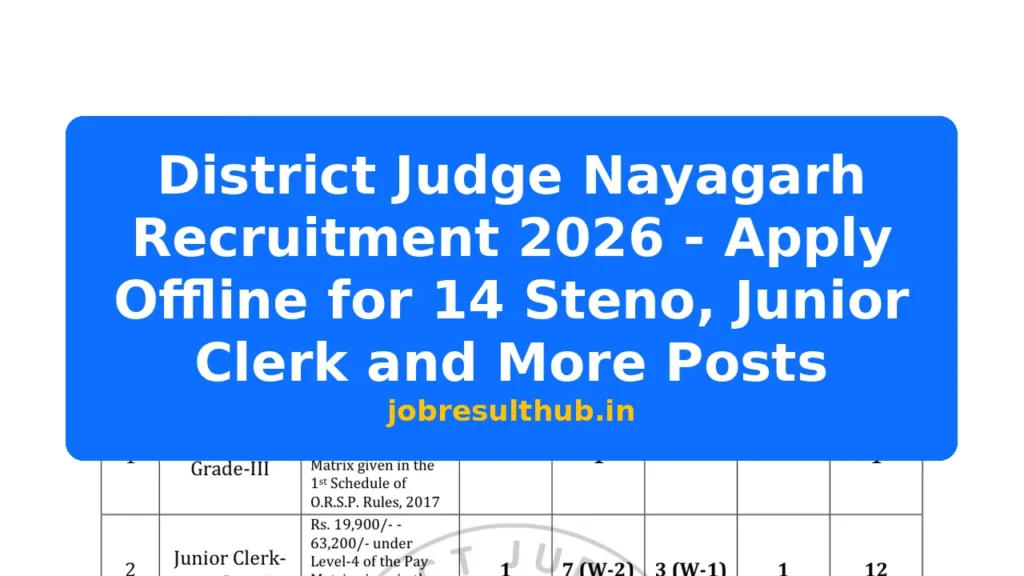 District Judge Nayagarh Recruitment 2026 - Apply Offline for 14 Steno, Junior Clerk and More Posts - 2026 Posts