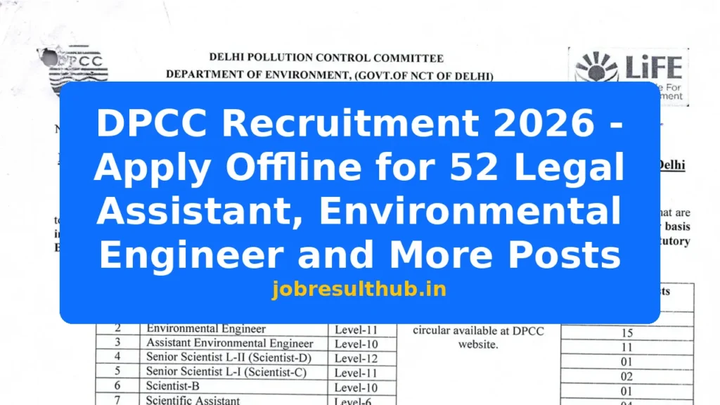 DPCC Recruitment 2026 - Apply Offline for 52 Legal Assistant, Environmental Engineer and More Posts - 2026 Posts