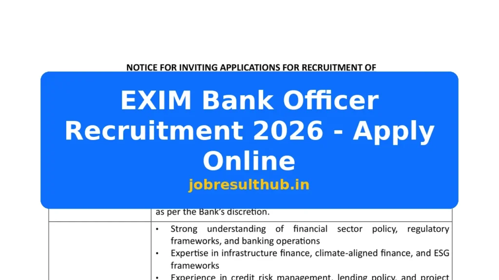 EXIM Bank Officer Recruitment 2026 - Apply Online - 2026 Posts