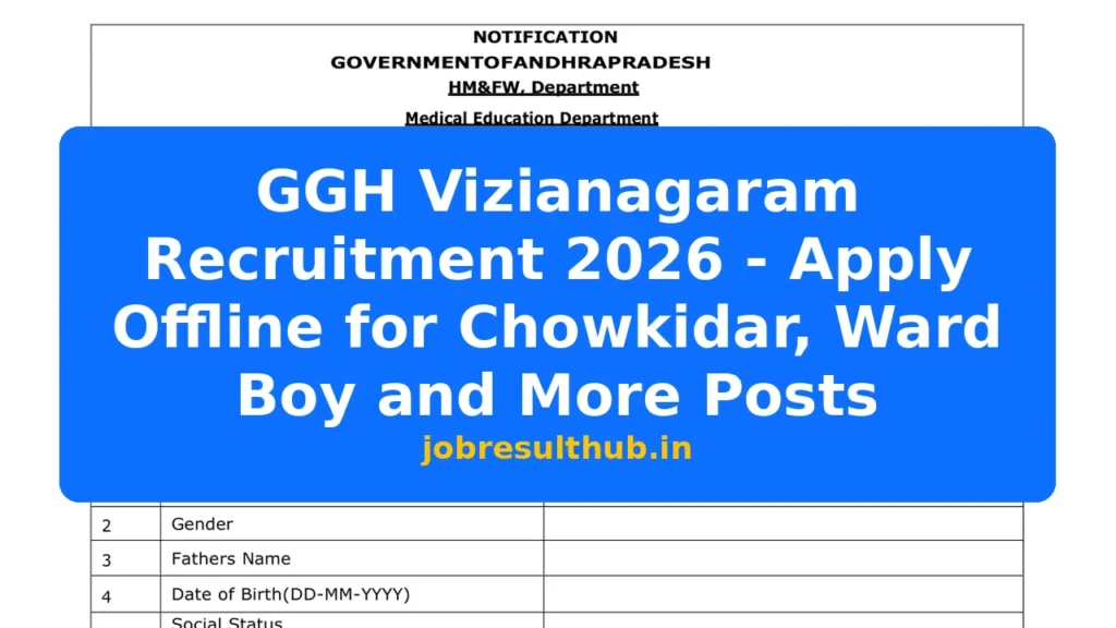 GGH Vizianagaram Recruitment 2026 - Apply Offline for Chowkidar, Ward Boy and More Posts - 2026 Posts