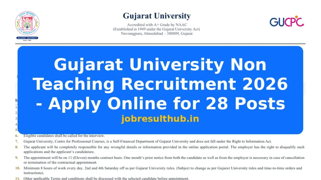 Gujarat University Non Teaching Recruitment 2026 - Apply Online for 28 Posts - 2026 Posts