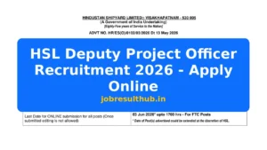 HSL Deputy Project Officer Recruitment 2026 - Apply Online - 2026 Posts