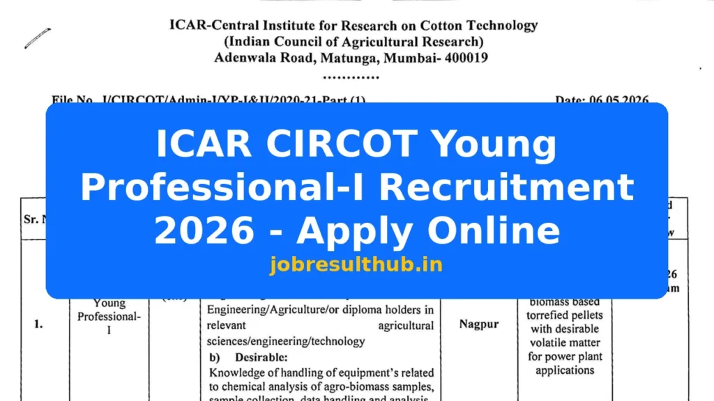 ICAR CIRCOT Young Professional-I Recruitment 2026 - Apply Online - 2026 Posts
