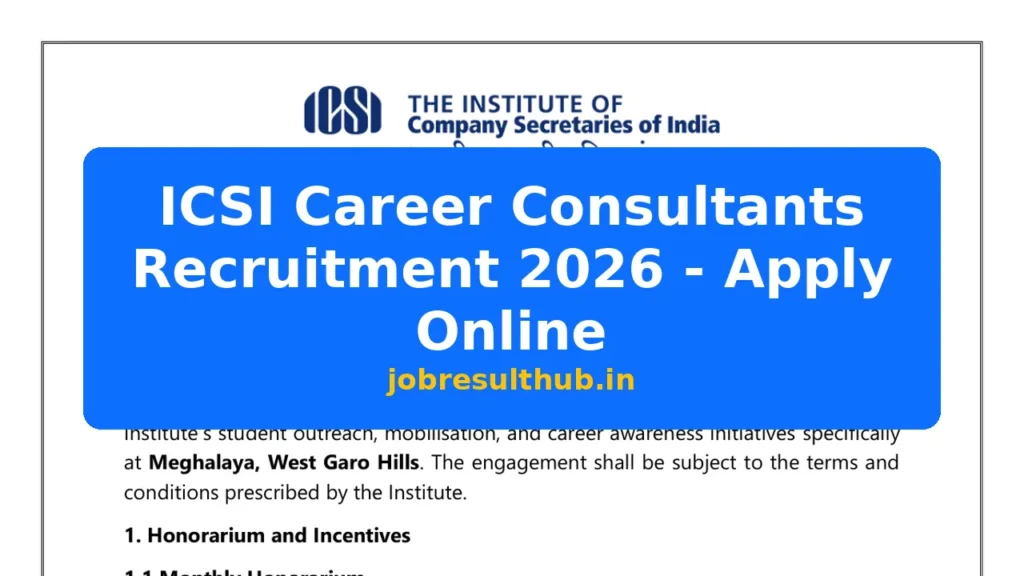 ICSI Career Consultants Recruitment 2026 - Apply Online - 2026 Posts