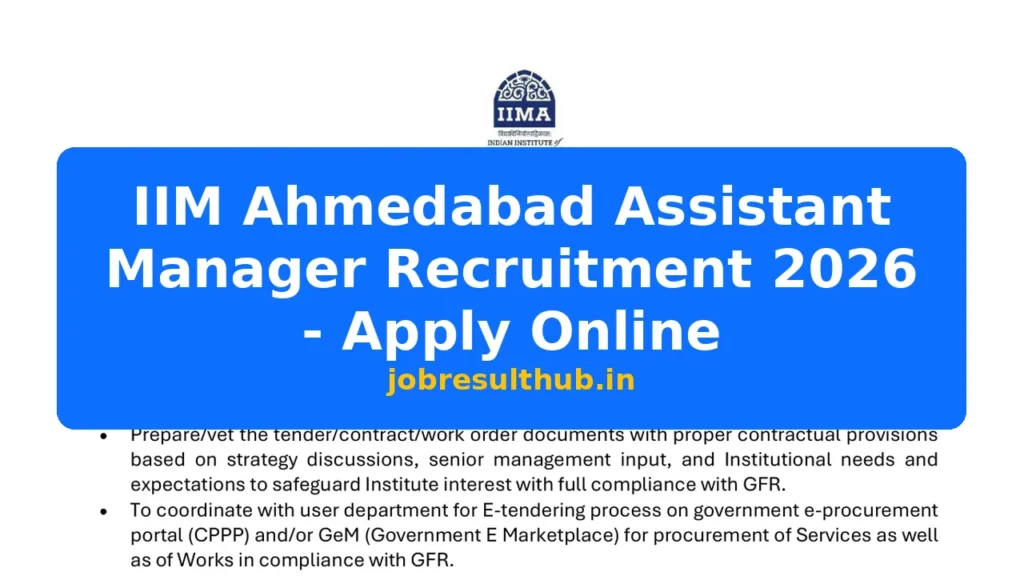IIM Ahmedabad Assistant Manager Recruitment 2026 - Apply Online - 2026 Posts
