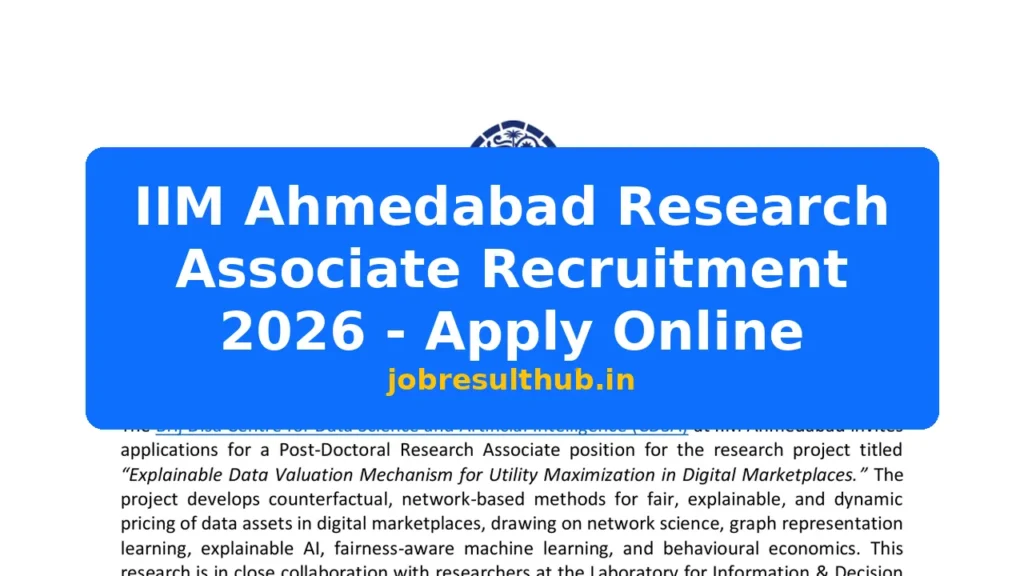 IIM Ahmedabad Research Associate Recruitment 2026 - Apply Online - 2026 Posts