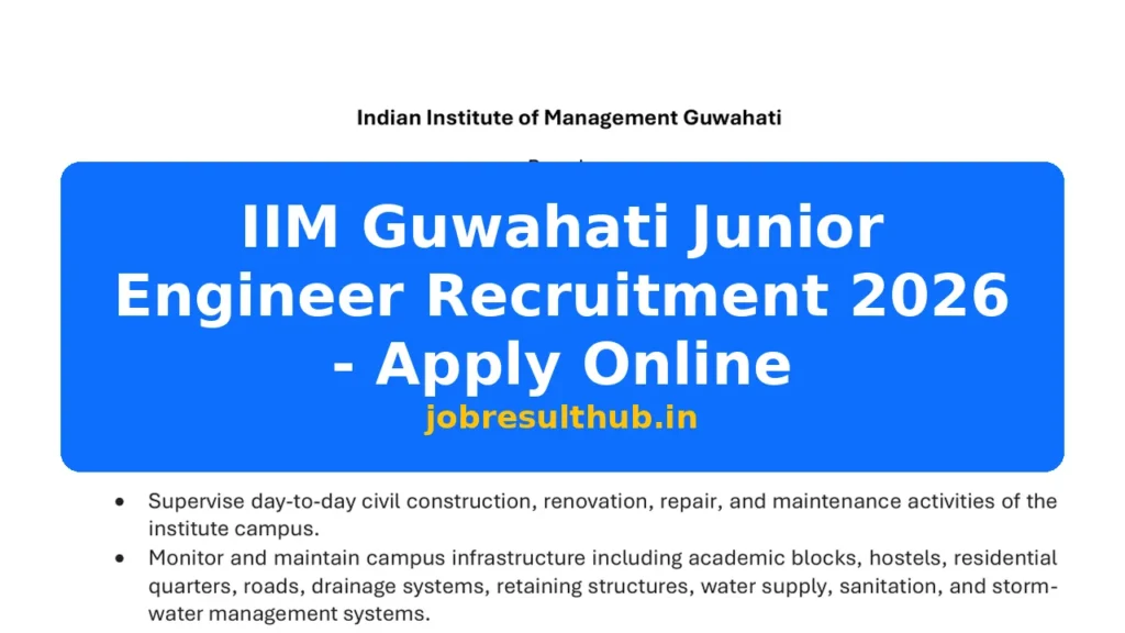 IIM Guwahati Junior Engineer Recruitment 2026 - Apply Online - 2026 Posts
