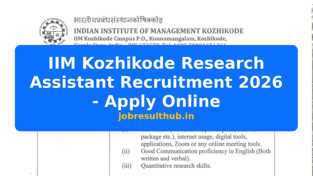 IIM Kozhikode Research Assistant Recruitment 2026 - Apply Online - 2026 Posts