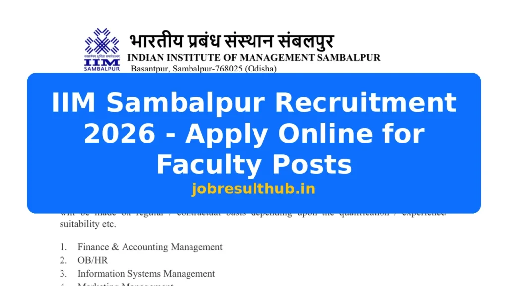 IIM Sambalpur Recruitment 2026 - Apply Online for Faculty Posts - 2026 Posts