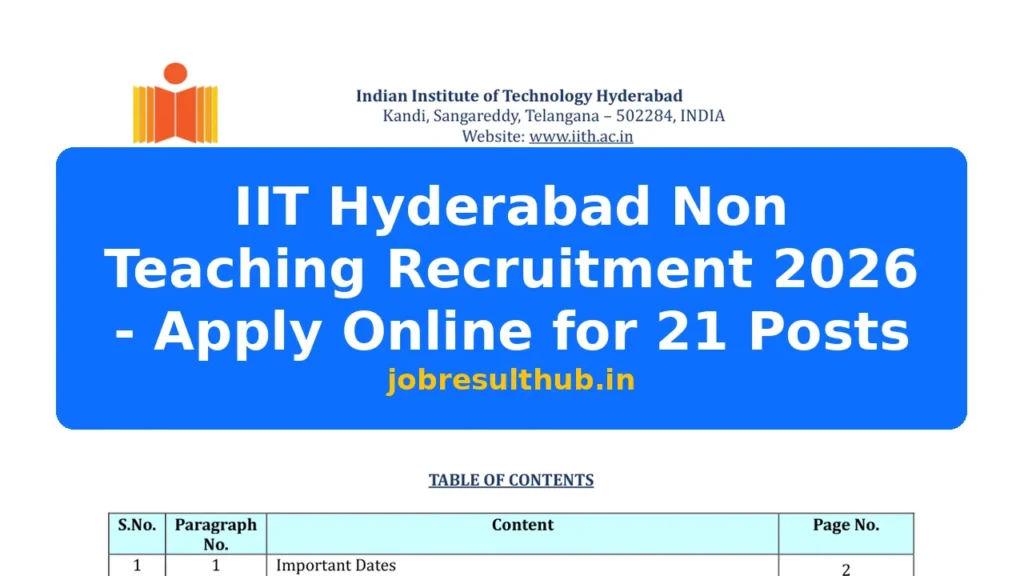 IIT Hyderabad Non Teaching Recruitment 2026 - Apply Online for 21 Posts - 2026 Posts