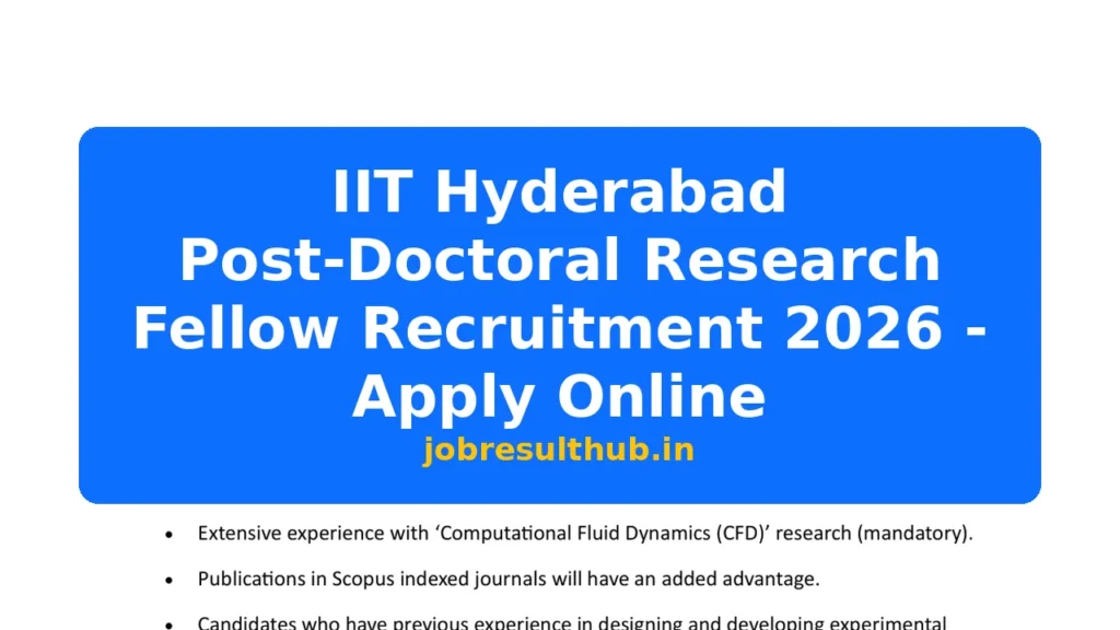 IIT Hyderabad Post-Doctoral Research Fellow Recruitment 2026 - Apply Online - 2026 Posts