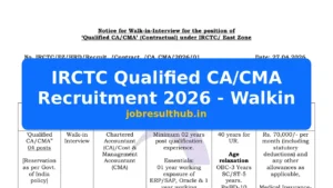 IRCTC Qualified CA/CMA Recruitment 2026 - Walkin - 2026 Posts