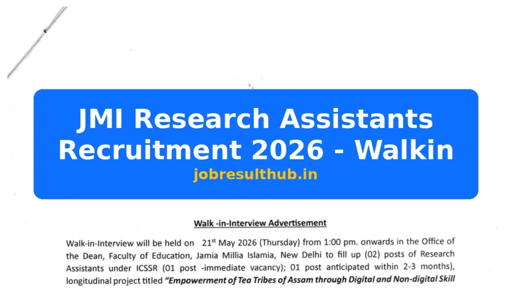 JMI Research Assistants Recruitment 2026 - Walkin - 2026 Posts