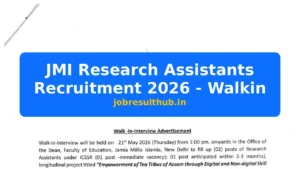 JMI Research Assistants Recruitment 2026 - Walkin - 2026 Posts