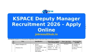 KSPACE Deputy Manager Recruitment 2026 - Apply Online - 2026 Posts