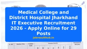 Medical College and District Hospital Jharkhand IT Executive Recruitment 2026 - Apply Online for 29 Posts - 2026 Posts