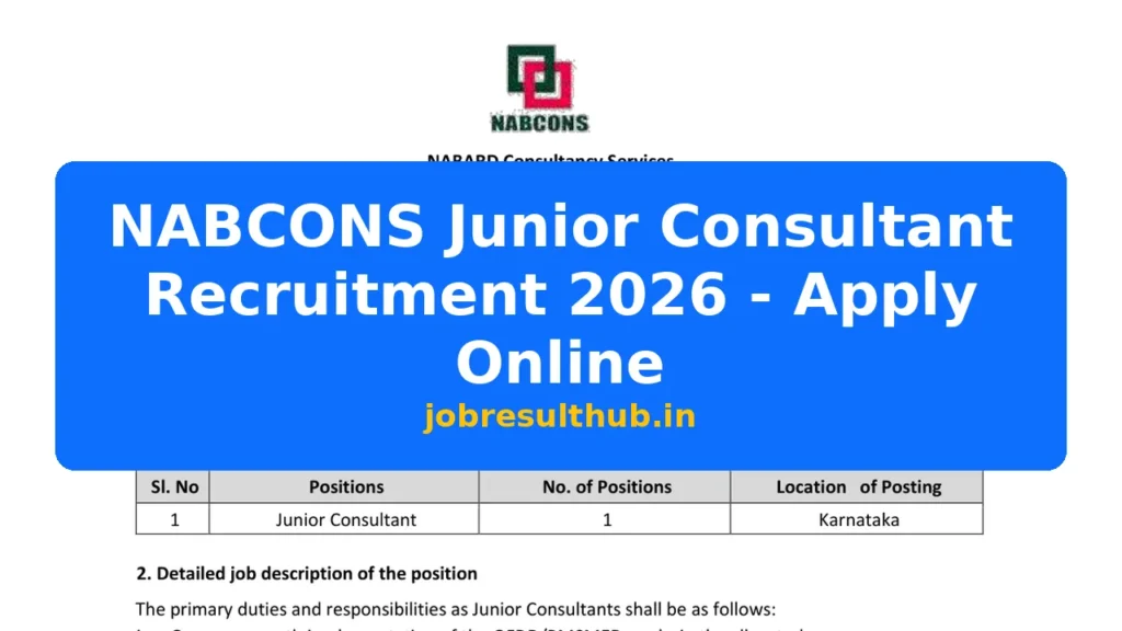 NABCONS Junior Consultant Recruitment 2026 - Apply Online - 2026 Posts