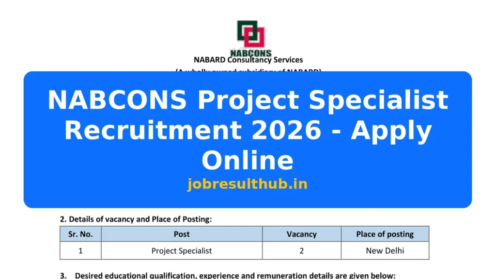 NABCONS Project Specialist Recruitment 2026 - Apply Online - 2026 Posts