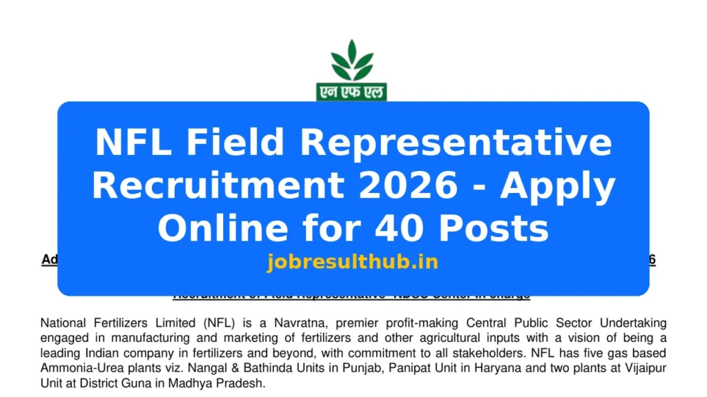 NFL Field Representative Recruitment 2026 - Apply Online for 40 Posts - 2026 Posts