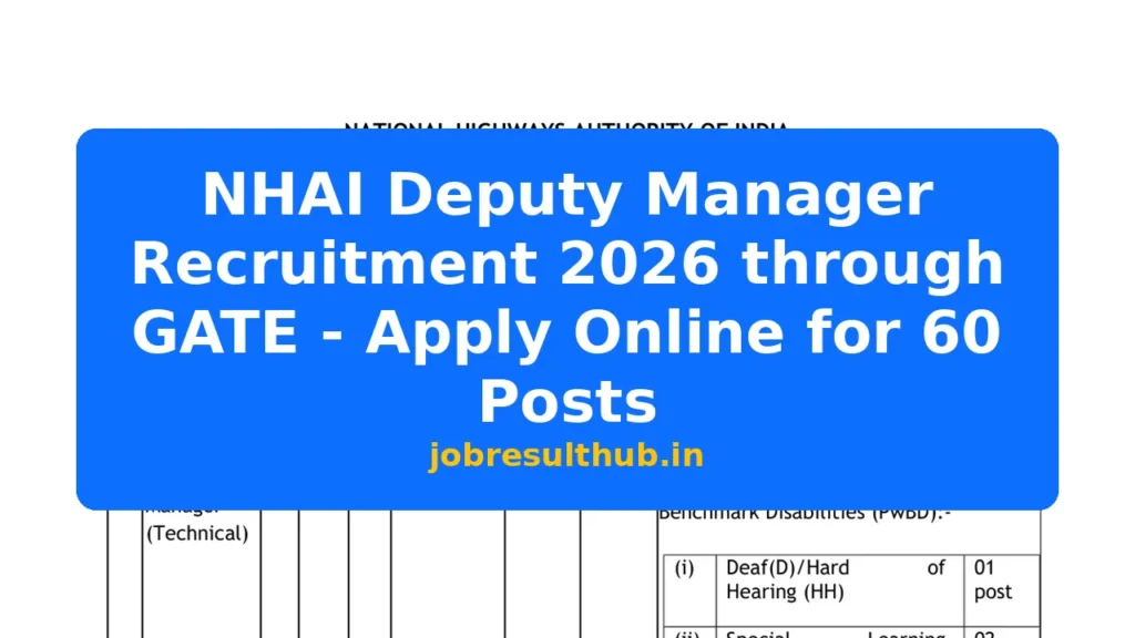 NHAI Deputy Manager Recruitment 2026 through GATE - Apply Online for 60 Posts - 60 Posts