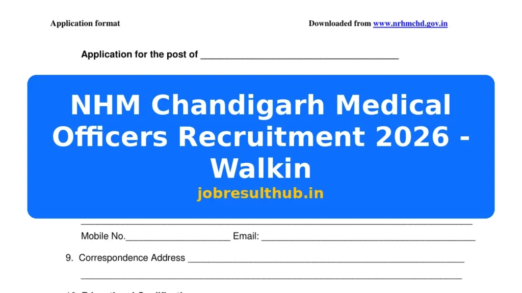 NHM Chandigarh Medical Officers Recruitment 2026 - Walkin - 2026 Posts